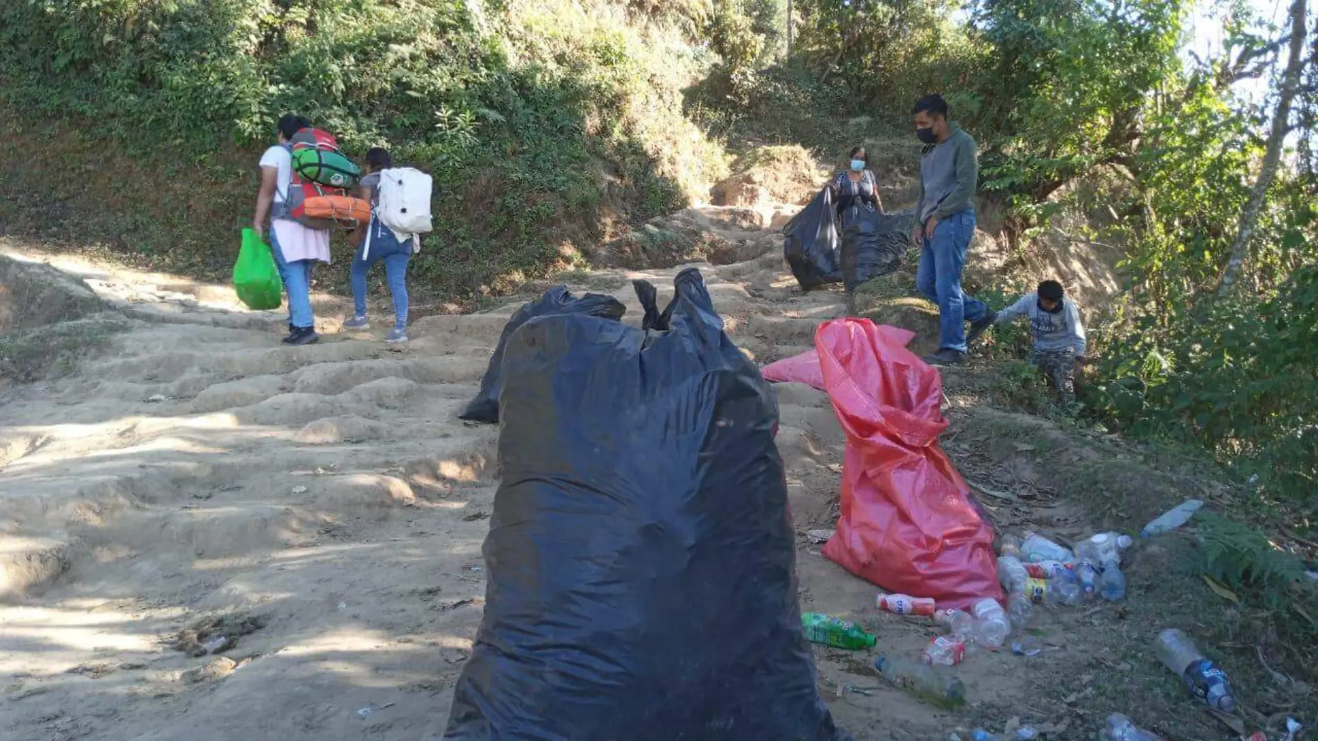 personas recogiendo basura